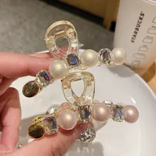 高級感ある水晶パールの中型ヘアクリップ【半束ね・エレガントデザイン】