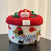 可愛いラブラドール風の収納バスケット【ふた付き・化粧品・お菓子入れ・藤製】