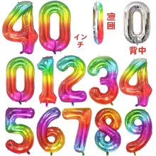 バースデーナンバー風船装飾【子供用・グラデーション・ジェリーカラー・レインボー・1歳パーティ撮影小物】