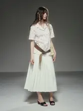 レトロでシンプルな高腰プリーツスカート【中長丈・Aライン・大きなフレア】