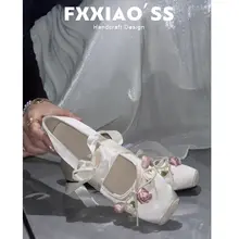 優雅なバレエシューズ【フラット・ローズデザイン・秋用】