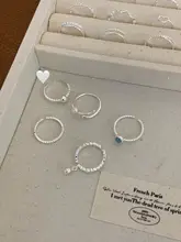 925純銀製 幾何学的な花デザイン 海ブルー宝石オープンリング【女性用・人差し指に最適】
