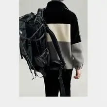 秋季用 メンズ フェイクラムウール ジャケット【立ち襟・ファスナー・カラーコンビネーション】