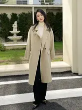 高級感あるダブルフェイスコート【女性用・中長丈・イエロー・ウール素材】