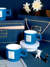 JOJO'S L.PD.Stack. カラフルなクレイブルー陶器製コーヒーカップ【家庭用・アニメデザイン】
