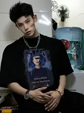 アメリカンビンテージ風 アニメプリント半袖Tシャツ【ユニセックス・コットン・ルーズフィット】