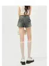 ヴィンテージ風 デニムショートパンツ【毛先カット・Aライン・フィット感】