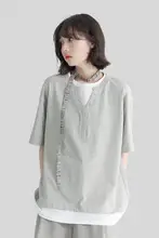 万有引力博物館風 二重構造デザインの半袖Tシャツ【ゆったりサイズ・綿素材・夏用】（セットアップ対応）
