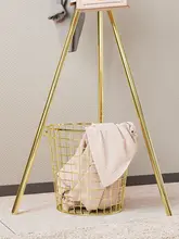 北欧風 ゴールド収納バスケット【金属製・ラウンド・おもちゃ入れ・洗濯物入れ】