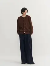 100%全羊毛メリノの快適ニットカーディガン【冬用・極上の柔らかさ・厚手】