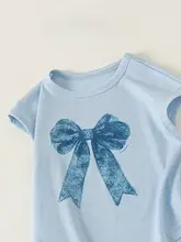 ノースリーブTシャツ キッズ ガールズ 蝶結び プリント ゆったり 薄手 シンプル 甘め 夏