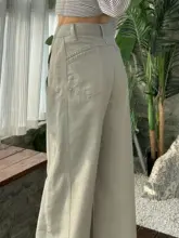 梨型体型に最適なワイドレッグデニムパンツ【ハイウエスト・ゆったりしたシルエット・ストレートデザイン】