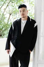 デザイン性のある大きいサイズ メンズカジュアルジャケット【春秋用・カラーブロック・フィット】