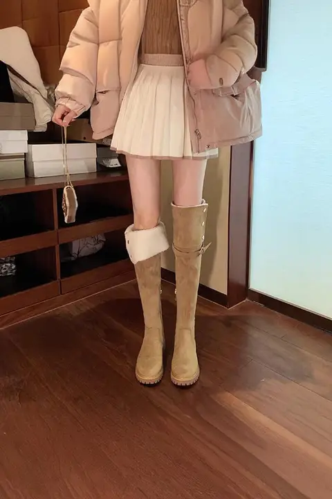 羊羔毛のオーバーザニーブーツ【暖かい・女性用・2wayデザイン】