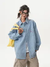 チェック柄 長袖シャツ【ユニセックス・カジュアル・リトロスタイル】（セットアップ対応）