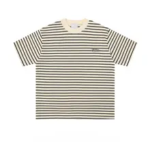 美式復古風のバイカラーストライプTシャツ【ラウンドネック・夏用・ユニセックス・フィット】