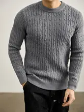 ニット メンズ クルーネック ケーブル編み インナー ストレッチ 保温 ふんわり 上品「LUUD」