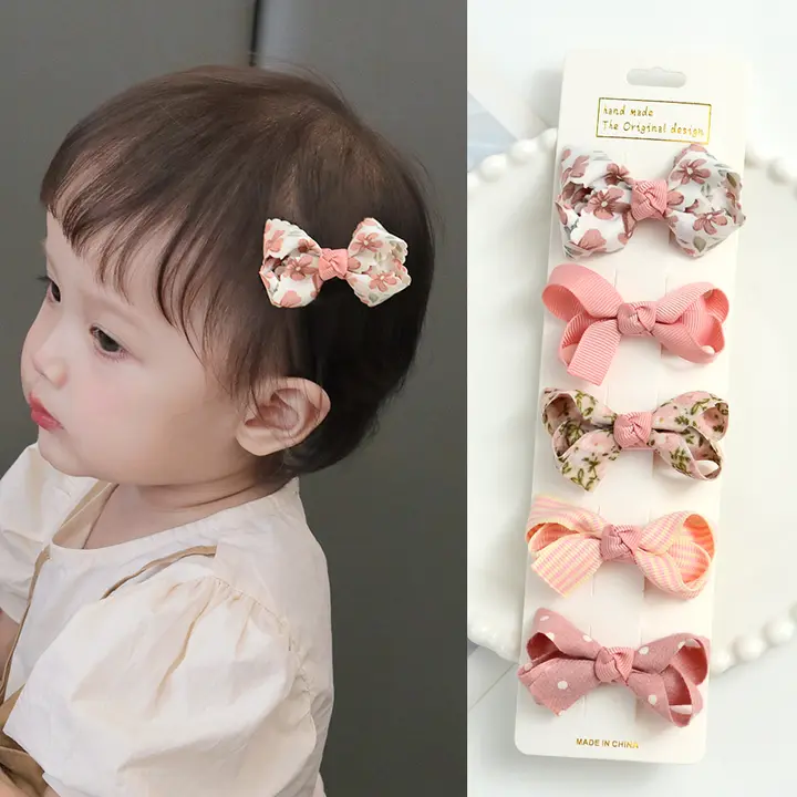 子供用リボンヘアクリップ【髪を傷めない・前髪用・女の子用】