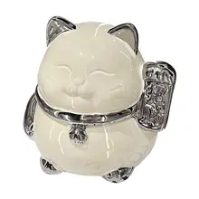 陶製 招財猫ティッシュボックス【かわいいデザイン・リビング用・抽出式】