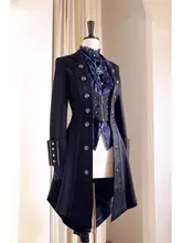 ゴシック風バットウィングロングコート【レトロ・ロリータ風・広めの裾】