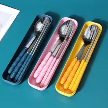 ステンレス製の携帯用食器セット【箸・スプーン・フォーク・収納ケース付き】（セットアップ対応）
