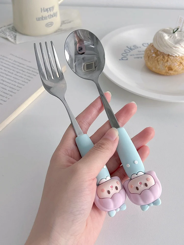 かわいいデザインのスプーンとフォークセット：家庭用・西洋料理に最適な304ステンレス製の使い勝手