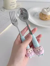 かわいいデザインの304ステンレス製スプーンとフォーク【家庭用・創造的・西洋料理用】