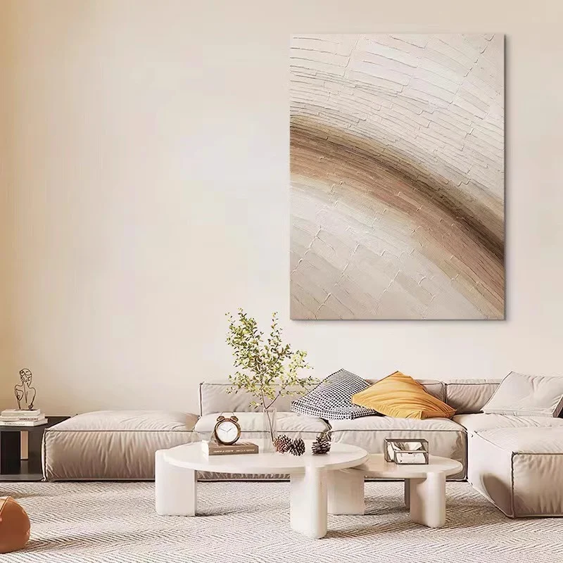 立体感ある手描き油絵の現代アート：侘寂風抽象装飾画の実際の使用シーンとスペック
