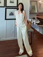 ネイビーのクラシックストライプワイドパンツ【極上の柔らかさ・感】