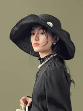 夏用 通気性抜群の大きなツバを持つ草製ハット【紫外線対策・女性用】