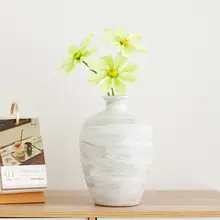 シンプルなビンテージ風 陶器製花瓶【粗陶造・水培用・インテリア装飾】