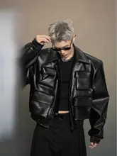 レザージャケット メンズ ゆったりカジュアル ショート デザイン
