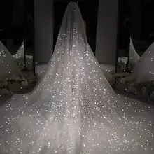星空デザインの超きらめく二重レングスベール【ロングトレイン・シングルレイヤー・新婦用】