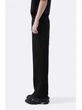 秋冬用 メンズ ワイドストレートパンツ【黒・カジュアル・極上の柔らかさ・伸縮性】