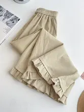 ハイウエスト ワイドパンツ【ヴィンテージ風・コーデュロイ・フリル裾】