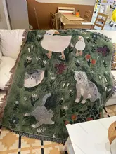 癒しの猫アートタペストリー【ニットブランケット・ソファ用・ウォールデコ】