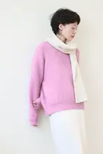 シルエットのゆったりとした羊毛・モヘアニットセーター【紫色・トレンド】（セットアップ対応）