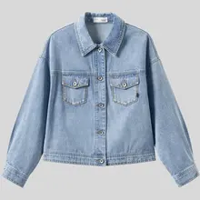 レトロデザインのショートデニムジャケット【女性用・ゆったりシルエット・オールシーズン対応】