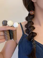 レトロな電話線風ヘアゴム【編み込み・ポニーテール用・バブルボトルデザイン】（セットアップ対応）