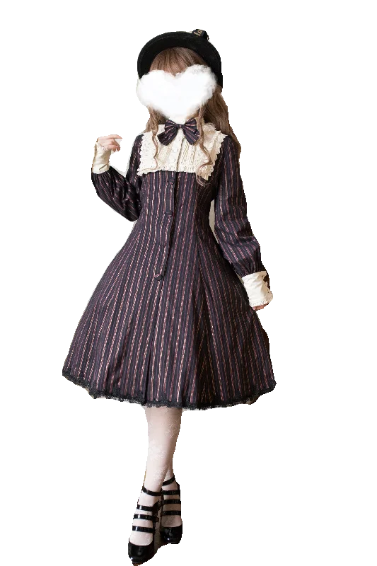 ストロベリーウィッチのシャーロック風コート【春秋用・ストライプ・ロリータデザイン】