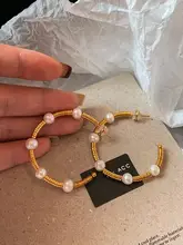 天然淡水パール ゴールドフープピアス【エレガントなデザイン・小ぶり・高級感】