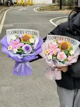 手編みの毛糸のひまわりブーケ【誕生日プレゼント・創造的なギフト・女性への贈り物】