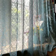 レース付き欧風カーテン【グリーン・アンティークスタイル・寝室用】