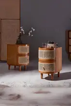 木製 サイドキャビネット 寝室用 収納キャビネット シンプルデザイン
