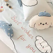 可愛いデザインのブルー夏用クーリング4点セット【天絲・薄手・冷感】（セットアップ対応）