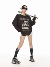 ウィメンズ ロングスリーブTシャツ【アメリカンレトロ・ダックスフントデザイン・クルーネック・カジュアル】