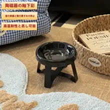 ペットフードボウル セラミック 耐熱 猫 犬 フリーズドライおやつ 黒スタンド付き スプーン付き「pecolo」