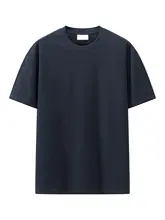 シンプルデザインの丸首男性用半袖Tシャツ【全棉・リブ付き・カジュアルストレート型】