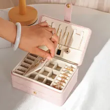 高級ポータブルジュエリーボックス【多機能・ダイヤモンド型・ネックレス・指輪収納用】