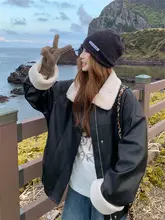 女性用 黒色レザーダウンジャケット【白鹅绒使用・バイカースタイル・冬用】